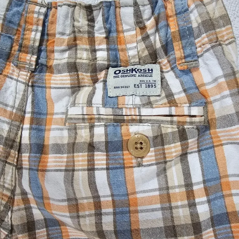 OshKosh B'Gosh Vintage Plaid Shorts With Adjustable Waist Unisex Toddler Size 5